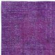 One-of-a-kind Hand-Made Purple Floor Rug from Isparta / Turkey, Redyed Bohem Carpet for Living Room