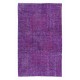 One-of-a-kind Hand-Made Purple Floor Rug from Turkey, Redyed Bohem Carpet for Living Room