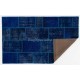 Popular Navy Blue Handmade Patchwork Rug, Modern Turkish Carpet, Custom Options Available