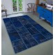 Popular Navy Blue Handmade Patchwork Rug, Modern Turkish Carpet, Custom Options Available