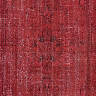 Red Handmade Room Size Rug, Wool and Cotton Carpet from Turkey Red Handmade Room Size Rug, Wool and Cotton Carpet from Turkey