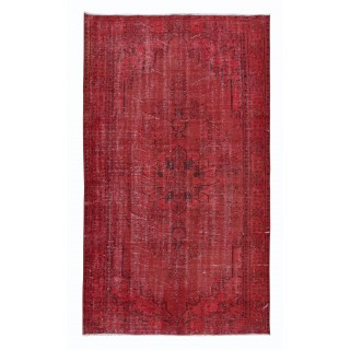 Red Handmade Room Size Rug, Wool and Cotton Carpet from Turkey