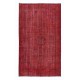 Red Handmade Room Size Rug, Wool and Cotton Carpet from Turkey