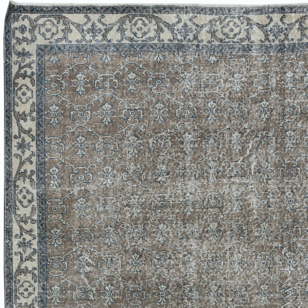 Handmade Turkish Brown Rug, Modern Floral Carpet, Modern Home Decor, Upcycled Floor Covering