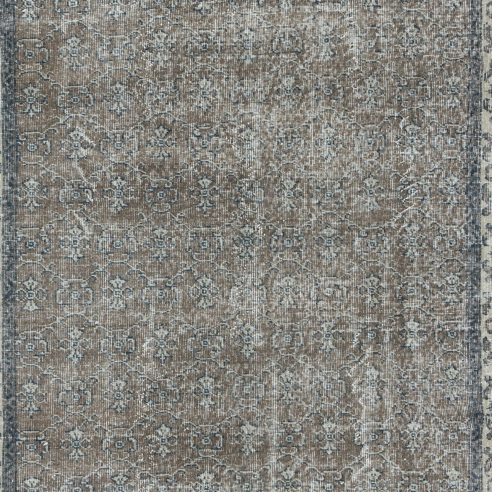 Handmade Turkish Brown Rug, Modern Floral Carpet, Modern Home Decor, Upcycled Floor Covering