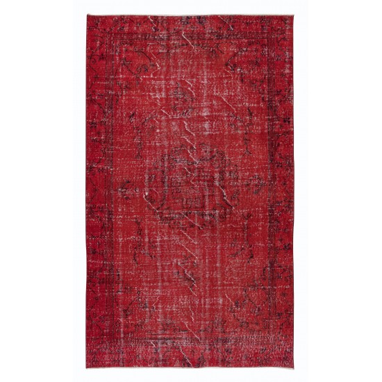 Authentic Turkish Handmade Area Rug in Red, Great 4 Modern Interiors