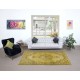 Contemporary Handmade Turkish Rug in Yellow, Vintage Medallion Design Carpet