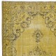 Contemporary Handmade Turkish Rug in Yellow, Vintage Medallion Design Carpet