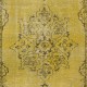 Contemporary Handmade Turkish Rug in Yellow, Vintage Medallion Design Carpet