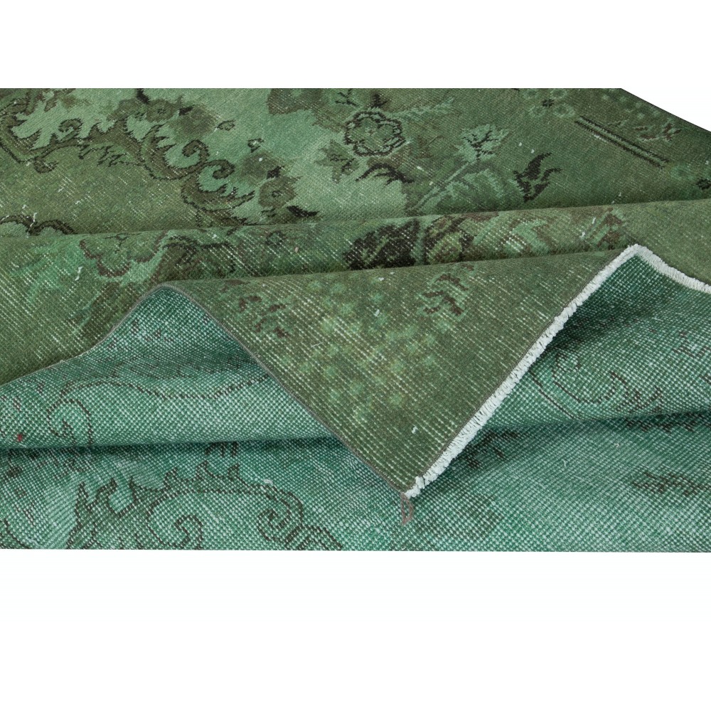 Exquisite Green Turkish Area Rug, Modern Floral Medallion Design Handmade Carpet