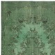 Exquisite Green Turkish Area Rug, Modern Floral Medallion Design Handmade Carpet
