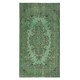 Exquisite Green Turkish Area Rug, Modern Floral Medallion Design Handmade Carpet