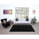 Upcycled Wool Black Area Rug for Dining Room, Handmade in Turkey, Modern Carpet for Living Room Decor