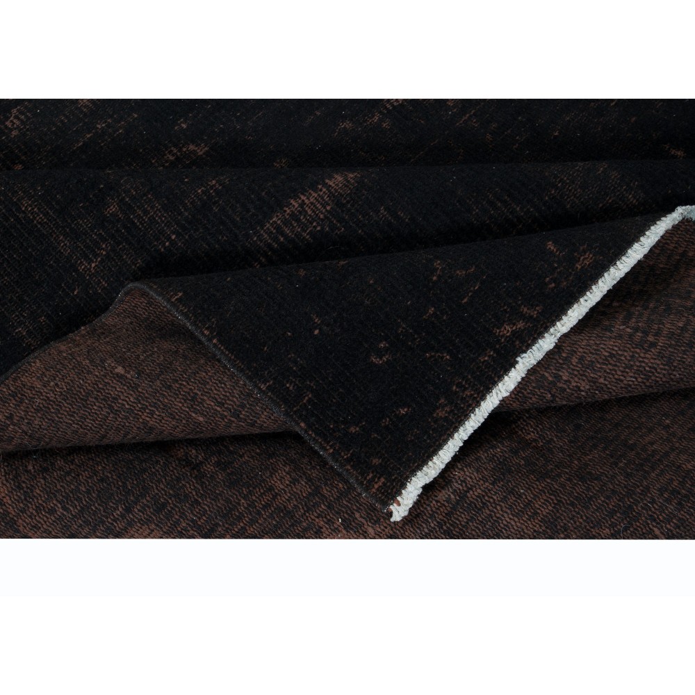 Upcycled Wool Black Area Rug for Dining Room, Handmade in Turkey, Modern Carpet for Living Room Decor