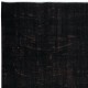 Upcycled Wool Black Area Rug for Dining Room, Handmade in Turkey, Modern Carpet for Living Room Decor