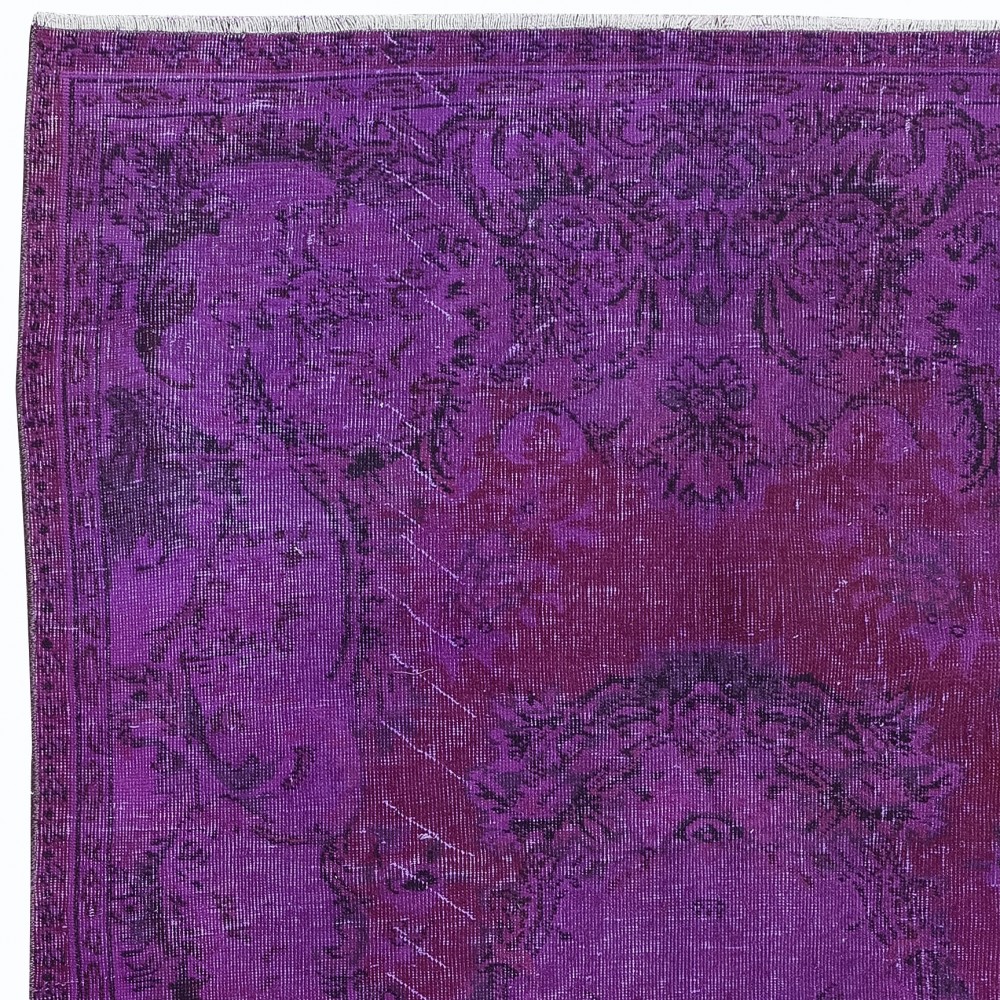 Contemporary Wool Area Rug in Purple, Hand-Knotted in Turkey