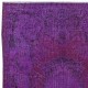 Contemporary Wool Area Rug in Purple, Hand-Knotted in Turkey