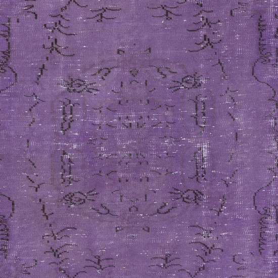 Royal Purple Turkish Area Rug, Hand Made Modern Carpet, Woolen Floor Covering