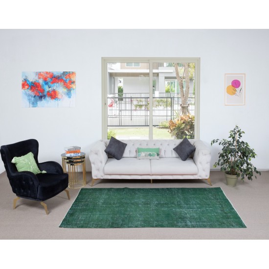 Home Decor Room Size Modern Rug, Handmade Floor Covering, Plain Solid Green Turkish Carpet