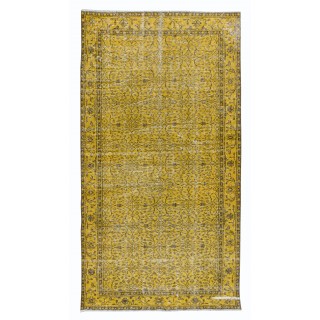 Yellow Floral Pattern Rug for Modern Interiors, Hand Knotted in Central Anatolia
