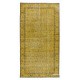 Yellow Floral Pattern Rug for Modern Interiors, Hand Knotted in Central Anatolia