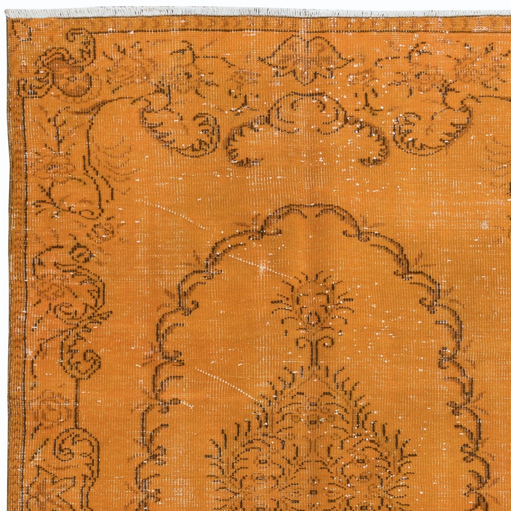 Orange Handmade Turkish Area Rug, Bohem Eclectic Room Size Carpet