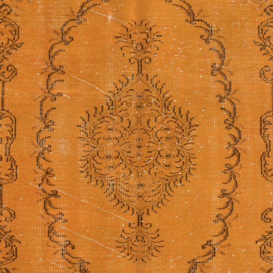 Orange Handmade Turkish Area Rug, Bohem Eclectic Room Size Carpet