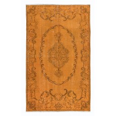 Orange Handmade Turkish Area Rug, Bohem Eclectic Room Size Carpet