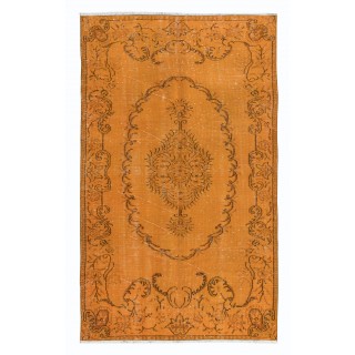 Orange Handmade Turkish Area Rug, Bohem Eclectic Room Size Carpet