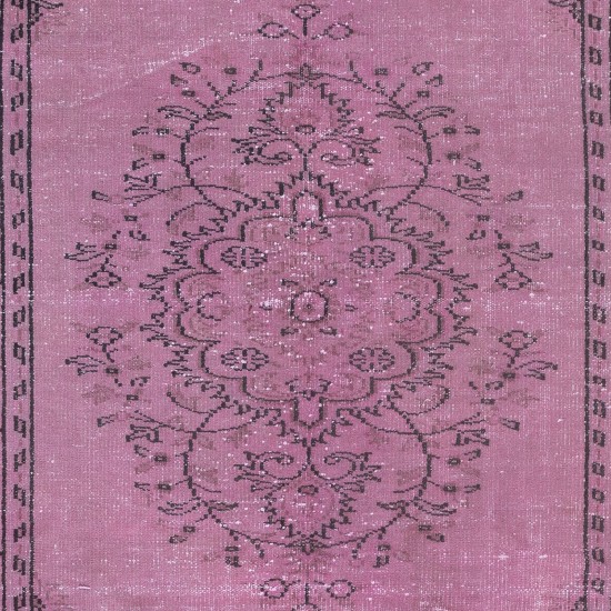 Authentic Pink Rug for Modern Interiors, Handwoven and Handknotted in Turkey