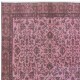 Rose Pink Modern Turkish Area Rug. Handmade Flower Design Carpet