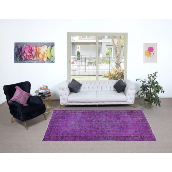 Hand Knotted Turkish Area Rug in Purple, Ideal for Home & Office Decor