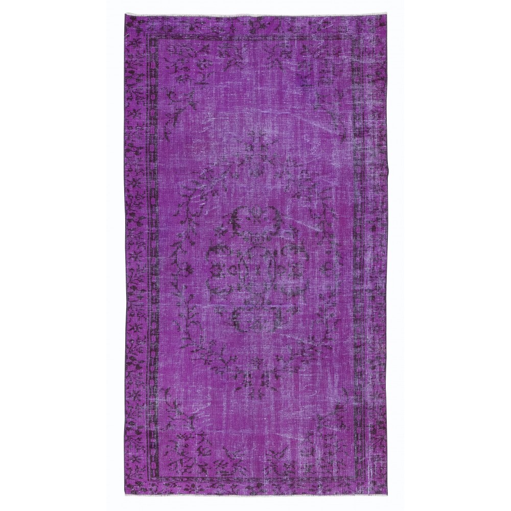 Hand Knotted Turkish Area Rug in Purple, Ideal for Home & Office Decor