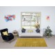 Modern Handmade Turkish Wool Area Rug with Brown Florals & Yellow Background