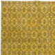 Modern Handmade Turkish Wool Area Rug with Brown Florals & Yellow Background