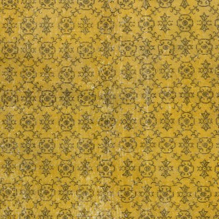 Modern Handmade Turkish Wool Area Rug with Brown Florals & Yellow Background