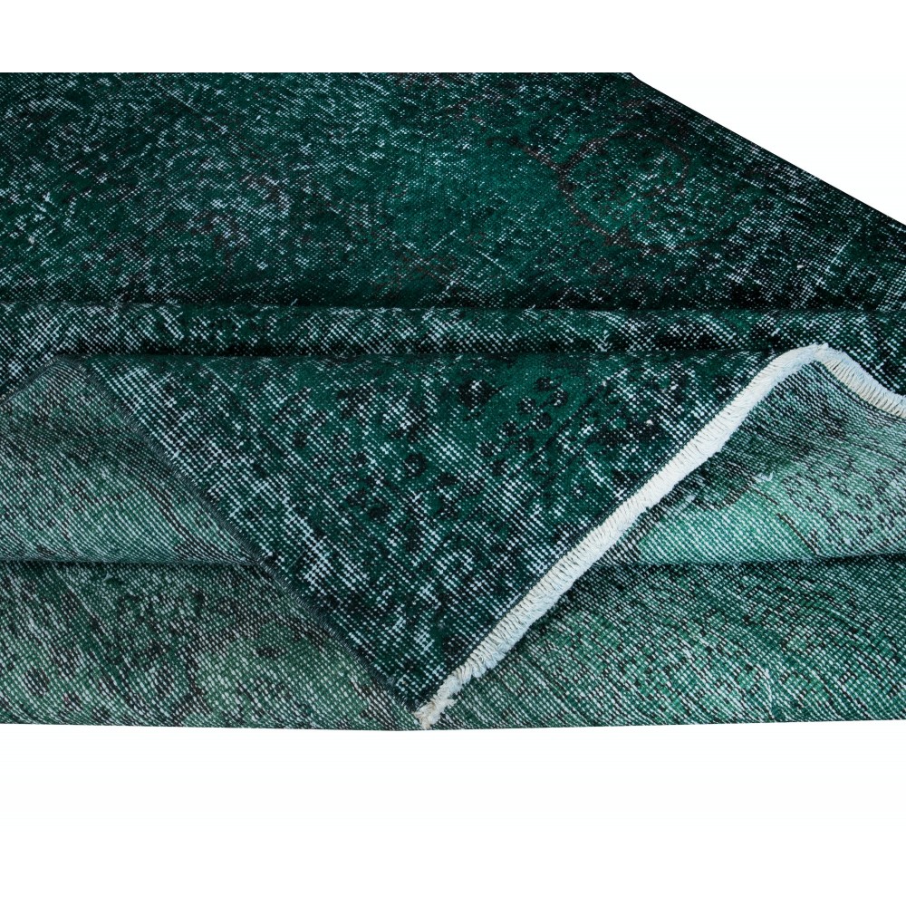 Hand Knotted Area Rug for Dining Room, Living Room & Bedroom Decor, Modern Solid Green Carpet