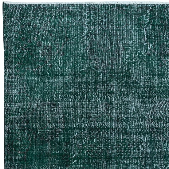 Hand Knotted Area Rug for Dining Room, Living Room & Bedroom Decor, Modern Solid Green Carpet