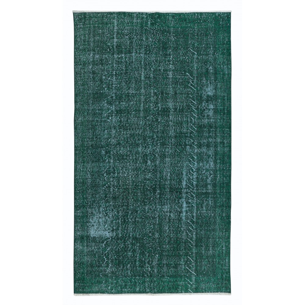 Dark Green Handmade Area Rug, Decorative Turkish Carpet, Modern Floor Covering
