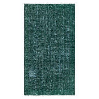 Dark Green Handmade Area Rug, Decorative Turkish Carpet, Modern Floor Covering