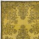 Contemporary Handmade Turkish Rug with Floral Garden Design & Yellow Background