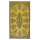 Contemporary Handmade Turkish Rug with Floral Garden Design & Yellow Background