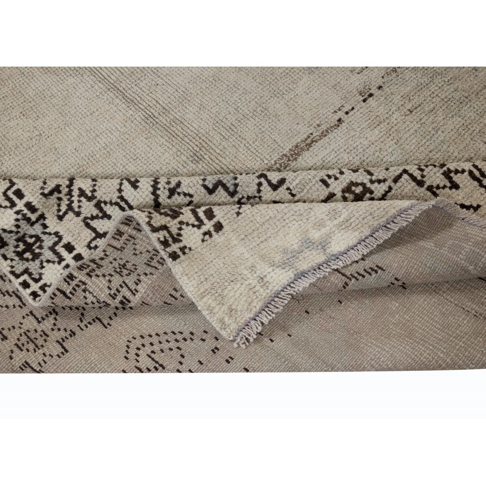 Vintage Turkish Wool Rug in Beige, Hand Knotted Oushak Rug