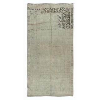 Vintage Turkish Wool Rug in Beige, Hand Knotted Oushak Rug