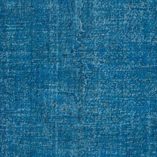 Blue Over-Dyed Turkish Area Rug, Handmade Vintage Carpet for Living Room Decor