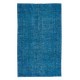 Blue Over-Dyed Turkish Area Rug, Handmade Vintage Carpet for Living Room Decor