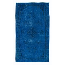 Modern Blue Area Rug with Art Deco Chinese Design, Hand-Knotted in Turkey