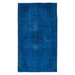 Modern Blue Area Rug with Art Deco Chinese Design, Hand-Knotted in Turkey