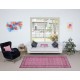 Hand-Made Turkish Area Rug in Light Pink, Modern Wool and Cotton Carpet