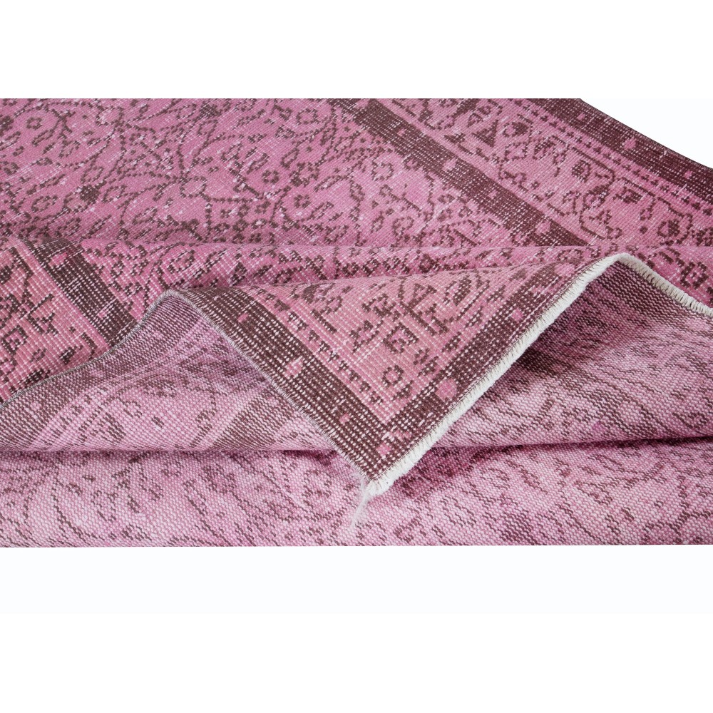 Hand-Made Turkish Area Rug in Light Pink, Modern Wool and Cotton Carpet